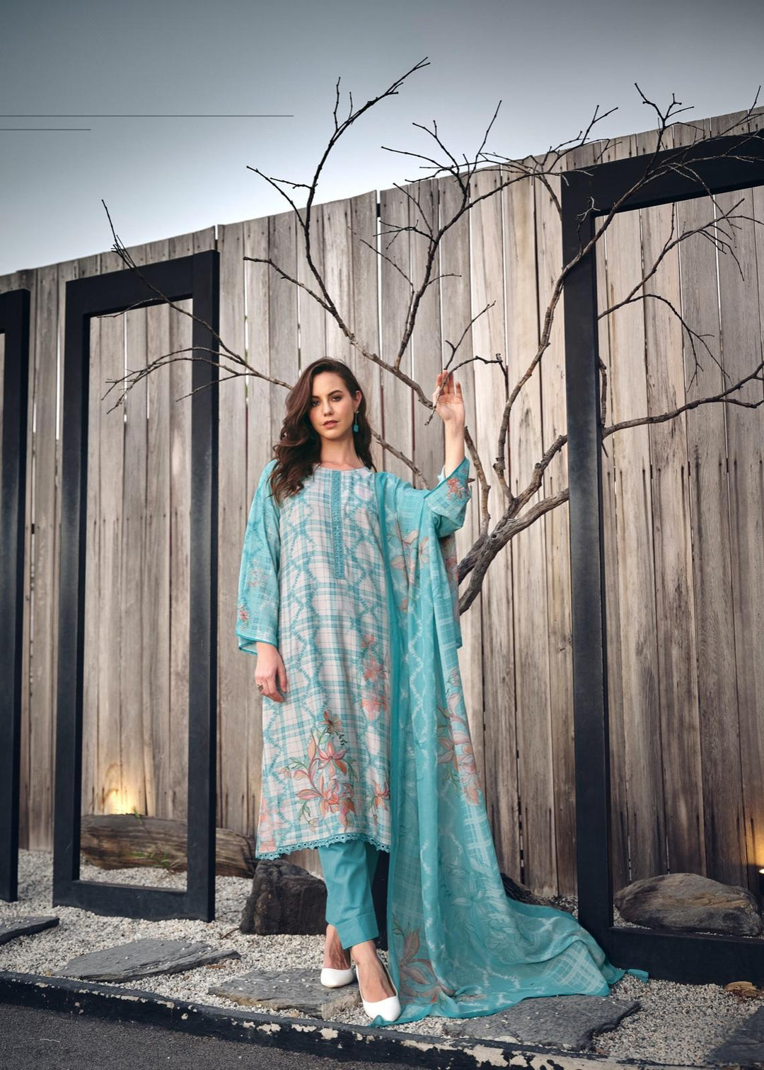 Blue Pure Muslin Silk Salwar Suit - PRM Trendz -