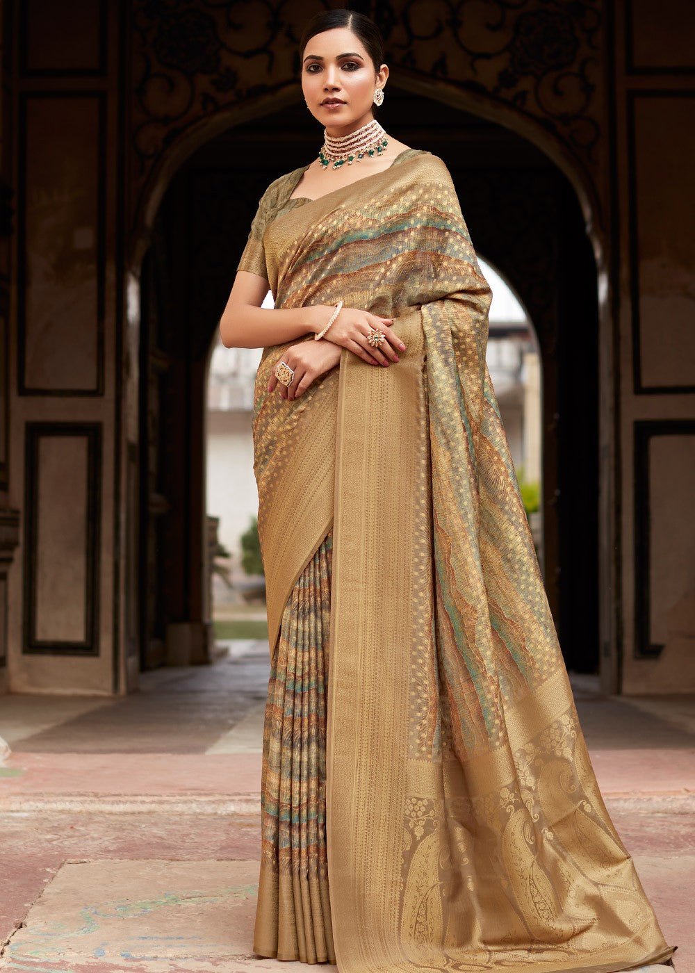 Brown Silk Casual Wear Silk Crepe Saree - Rajpath -