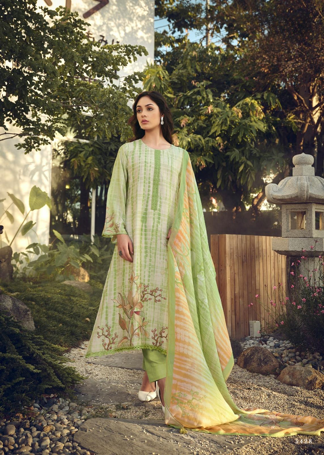Light Green Pure Muslin Silk Salwar Suit - PRM Trendz -