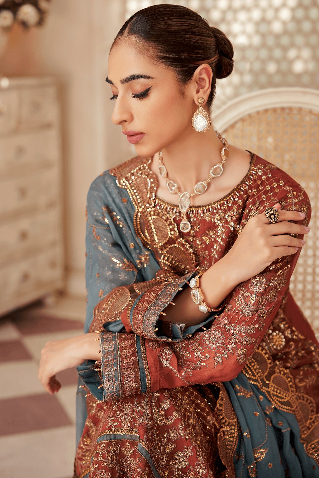Maroon Emaan Adeel Georgette Wholesale Pakistani Suit - Emaan -