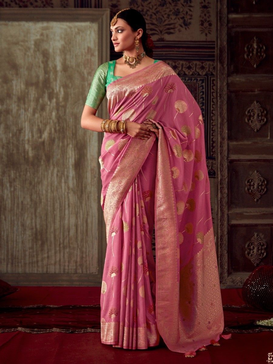 Pink Dola Silk Designer Saree - Sunethri - Saree