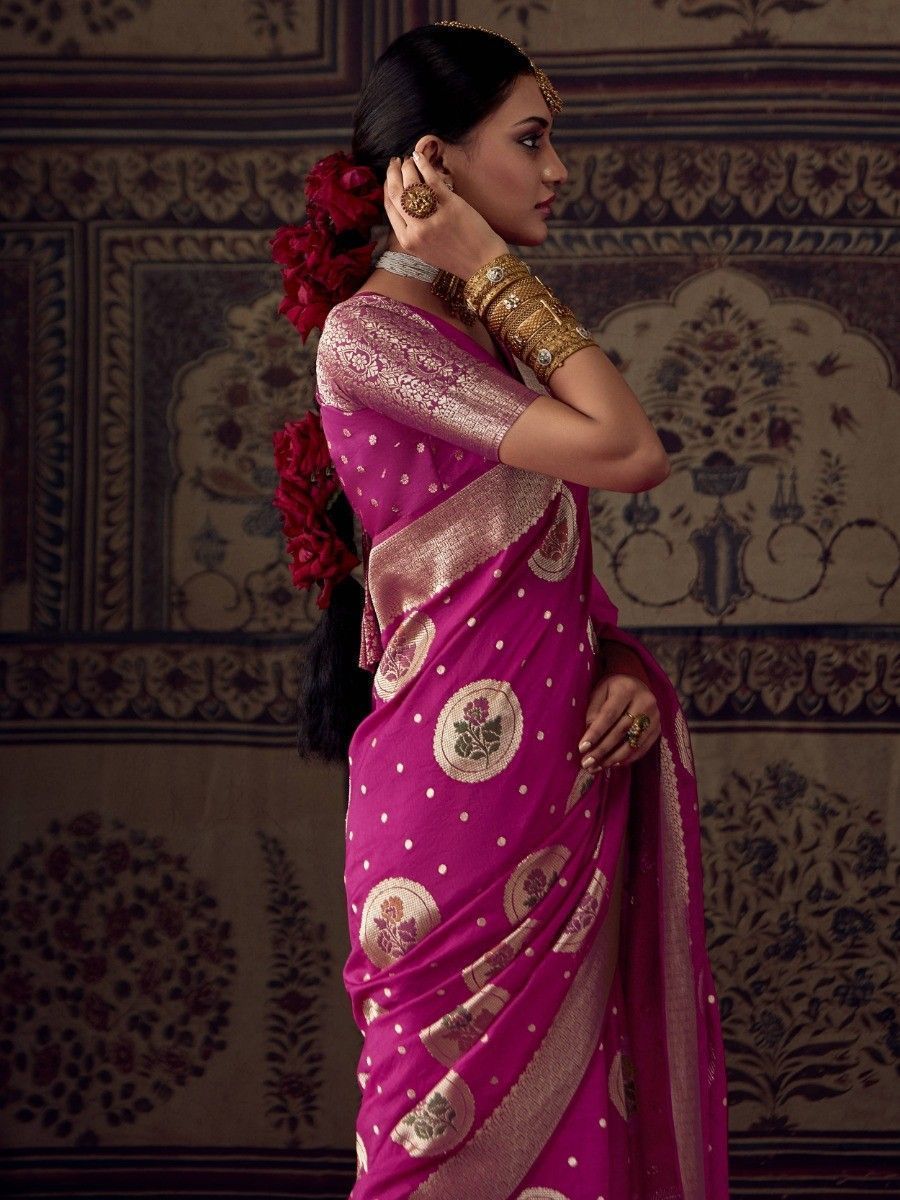 Magenta Dola Silk Designer Saree - Sunethri - Saree
