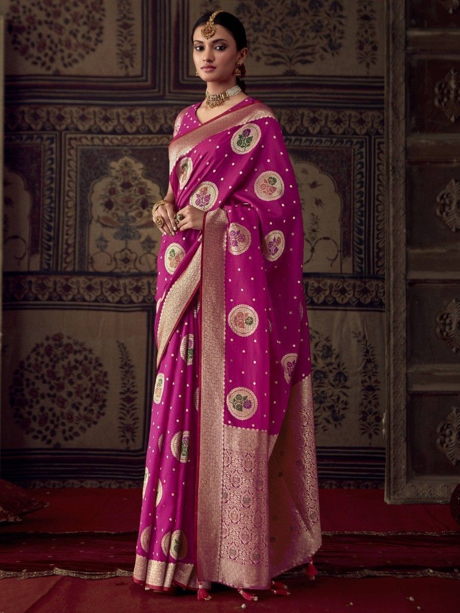 Magenta Dola Silk Designer Saree - Sunethri - Saree