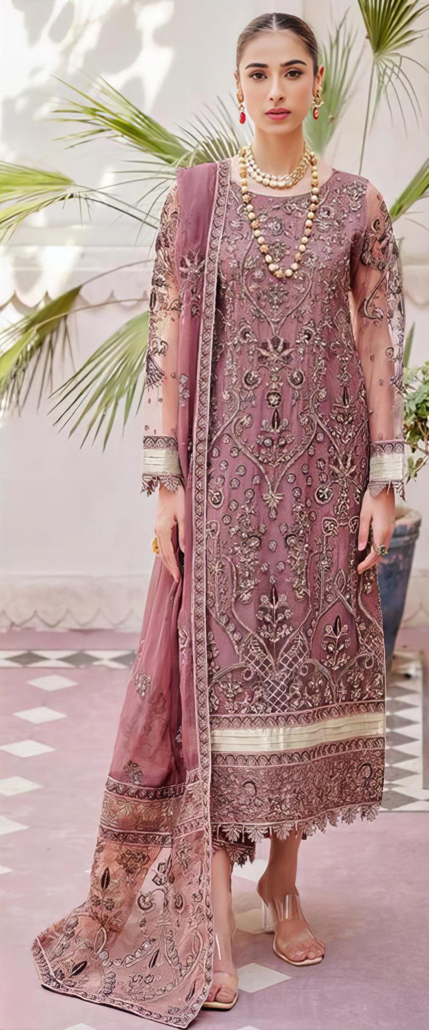 Pink Emaan Adeel Georgette Wholesale Pakistani Suit - Emaan -