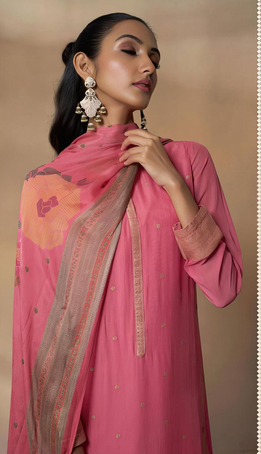Pink Jacquard Salwar Suit - T&M Qala -