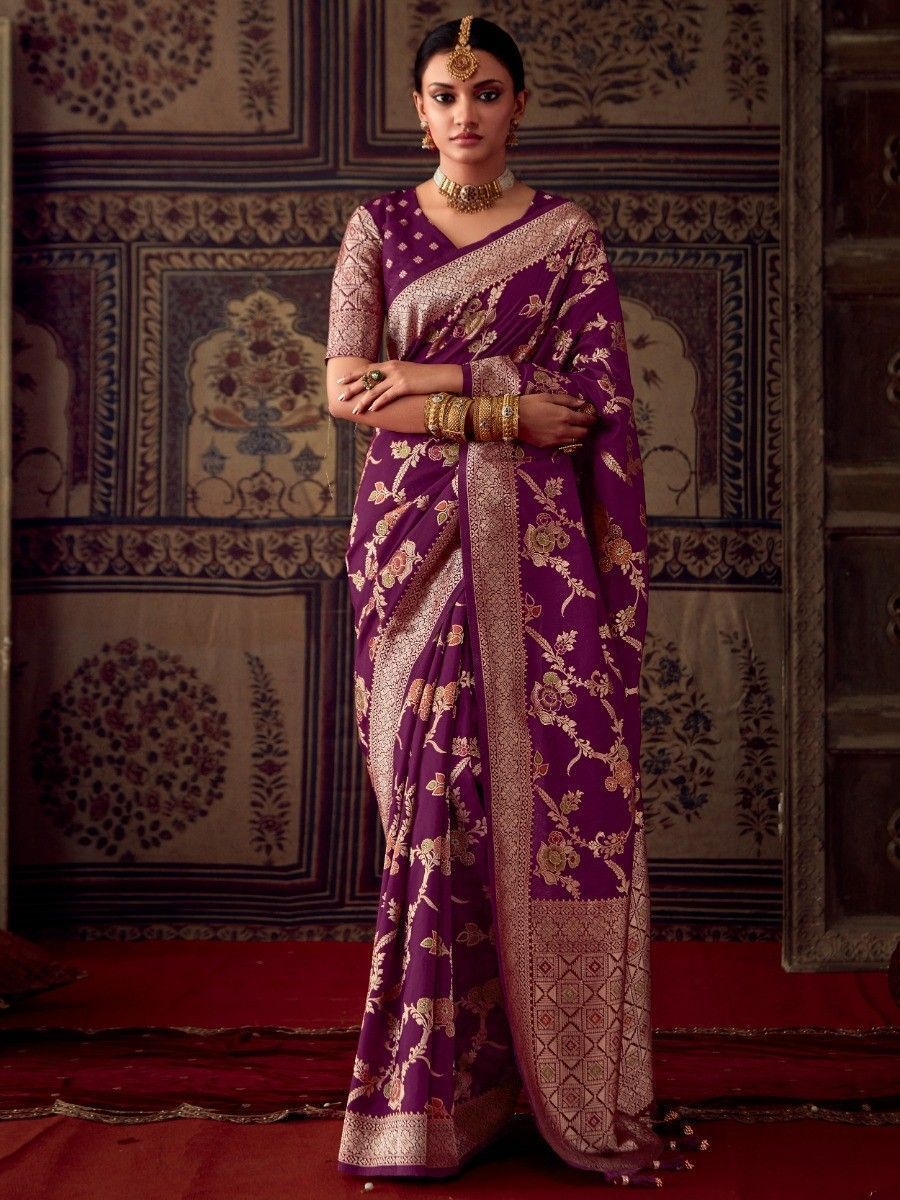 Purple Dola Silk Designer Saree - Sunethri - Saree