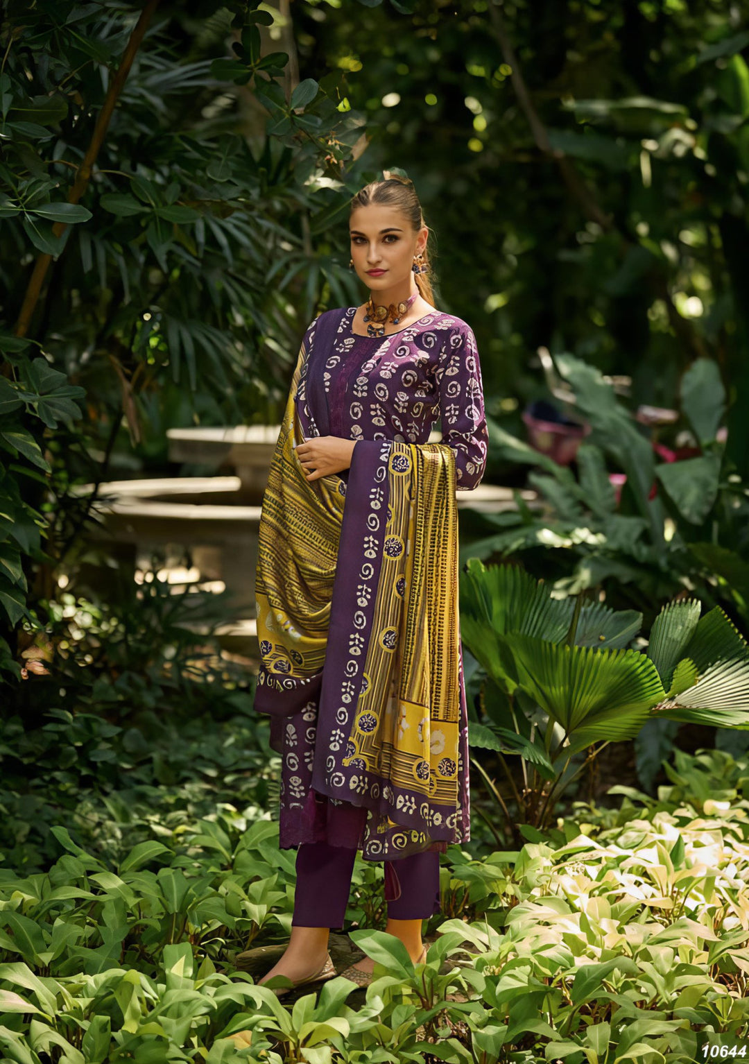 Purple Viscose Masleen Designer Salwar Kameez - Ibiza Batik -