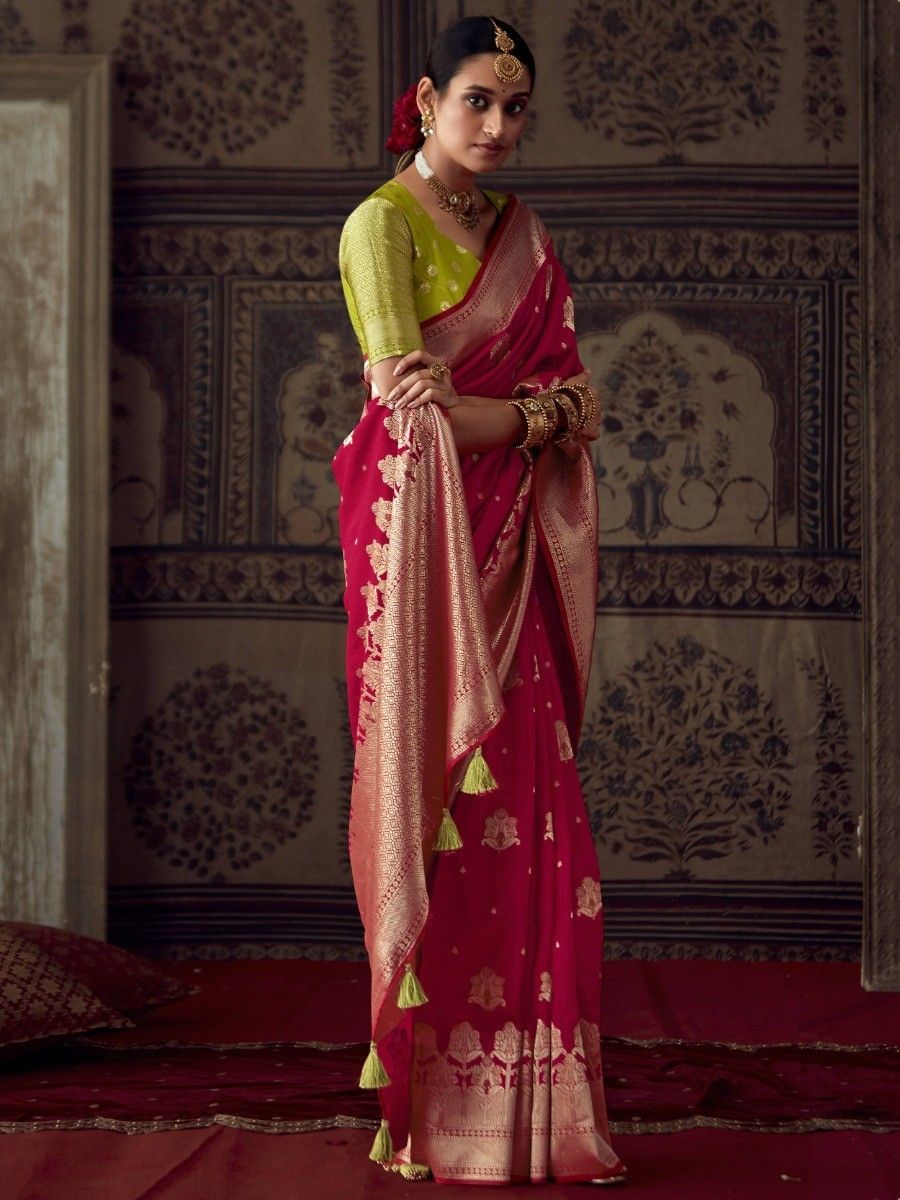 Red Dola Silk Designer Saree - Sunethri - Saree