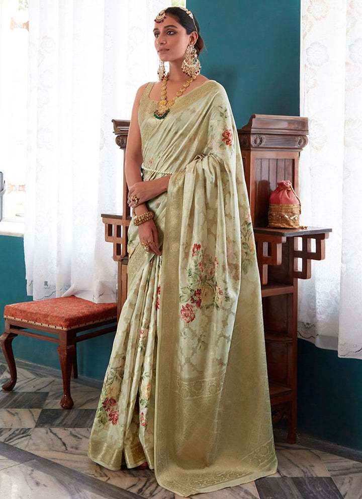 Silk Beautiful Floral Printed Saree - Rajpath -