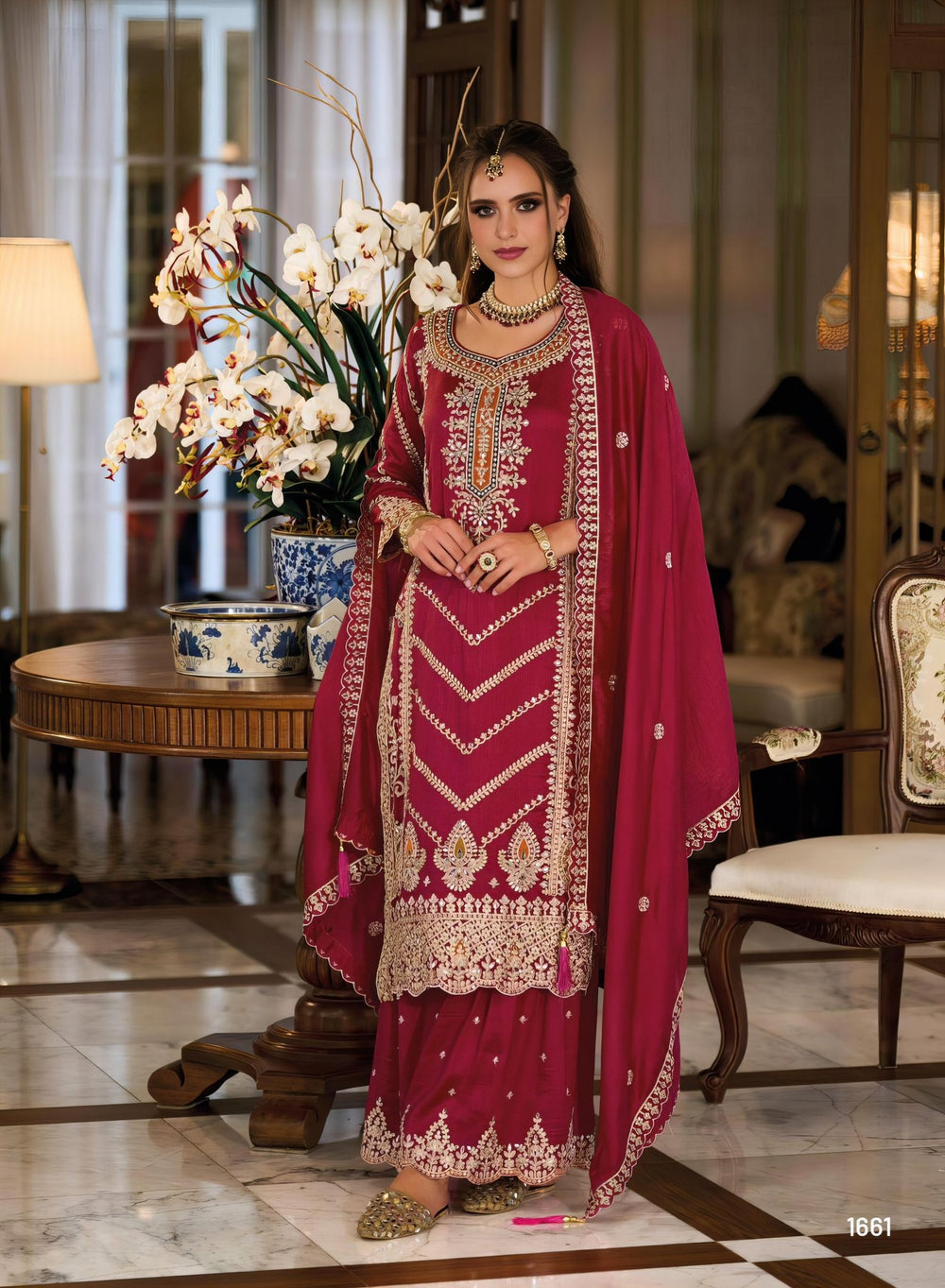 Silk Salwar Kameez in Red - Desi Fashion Trends - Salwar